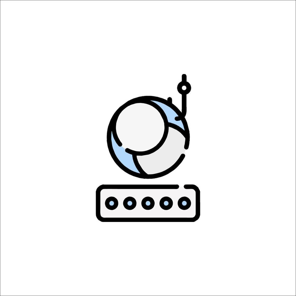 A black and white image of a computer monitor with a globe icon vector
