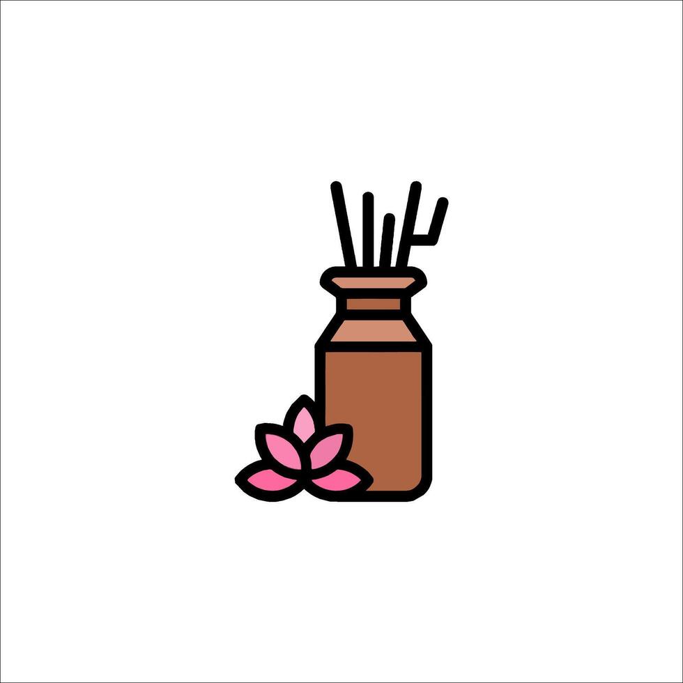An icon of a bottle with sticks and a flower vector
