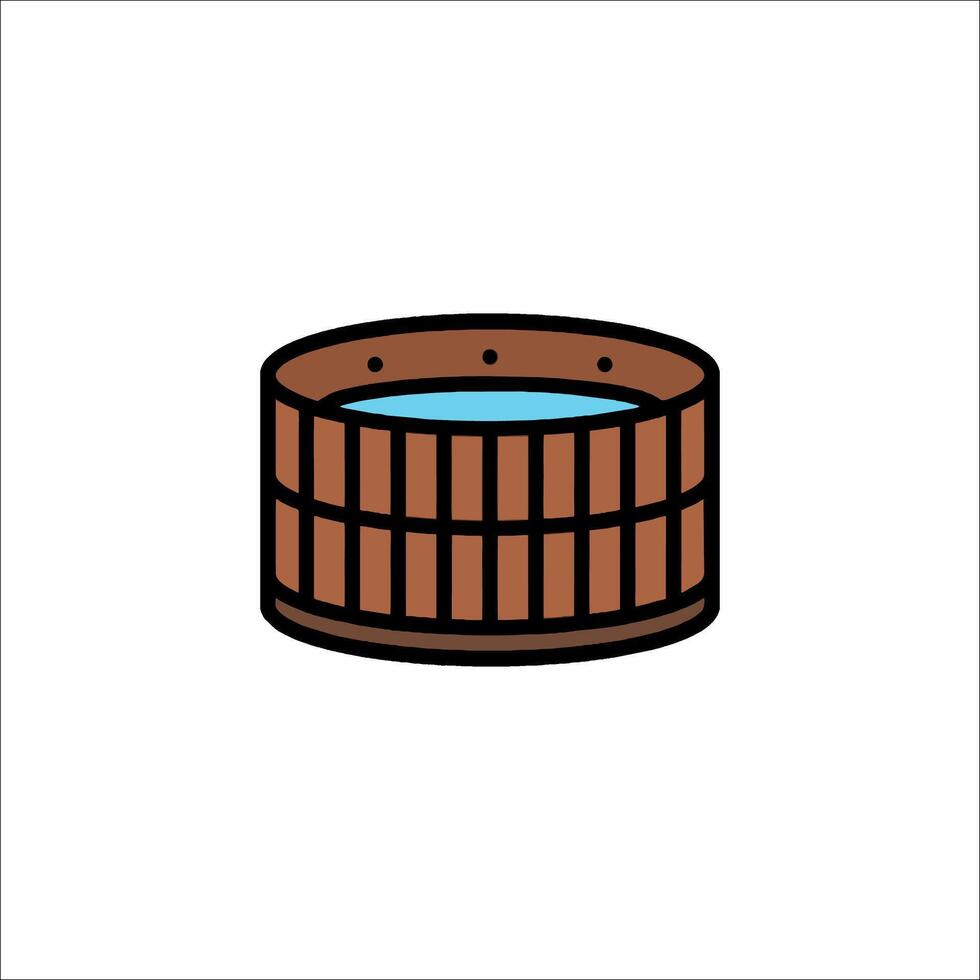 A wooden barrel with water in it vector