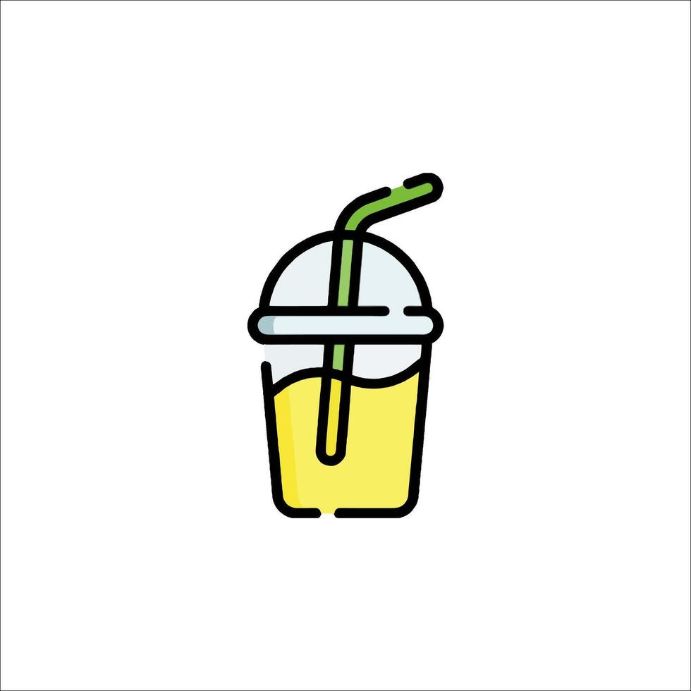 A drink with a straw and a straw in it vector