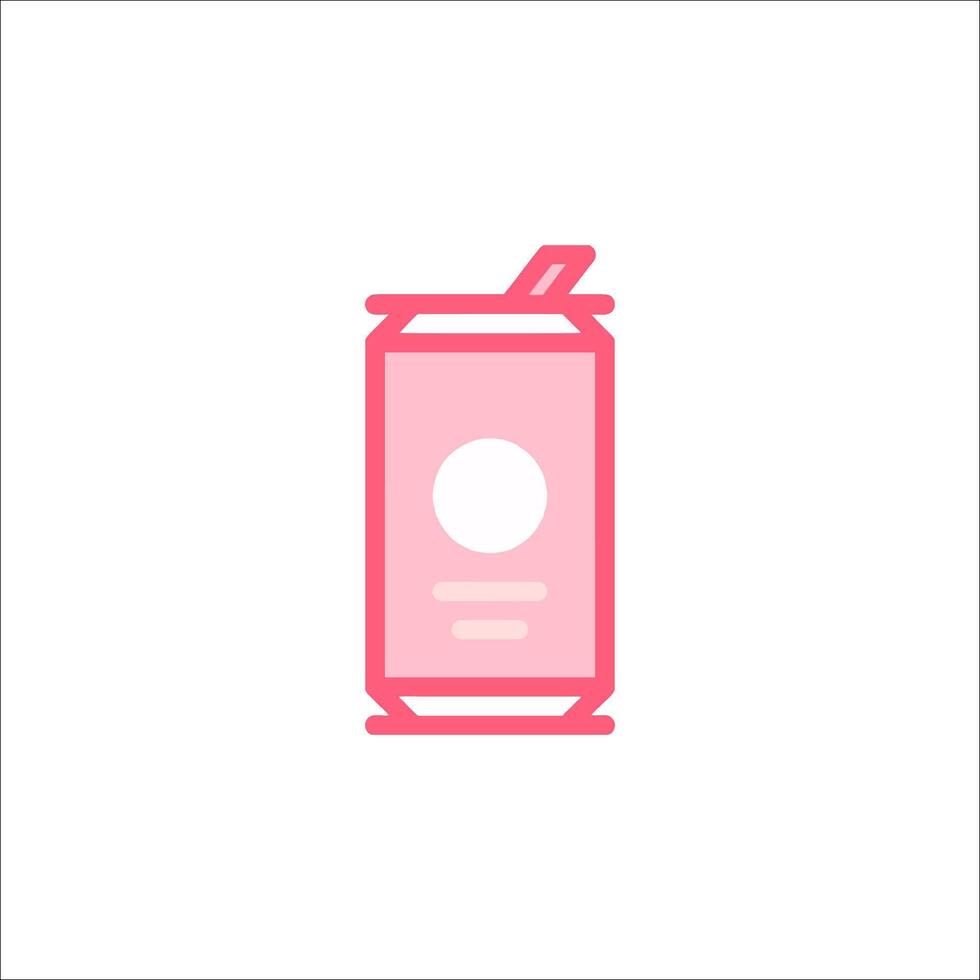 A pink soda can with a straw on it vector
