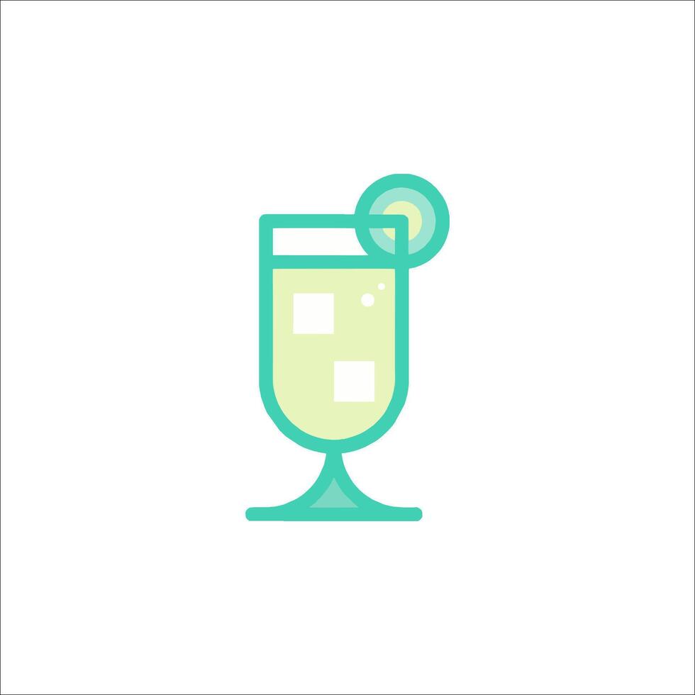 A drink with a slice of lemon in it vector