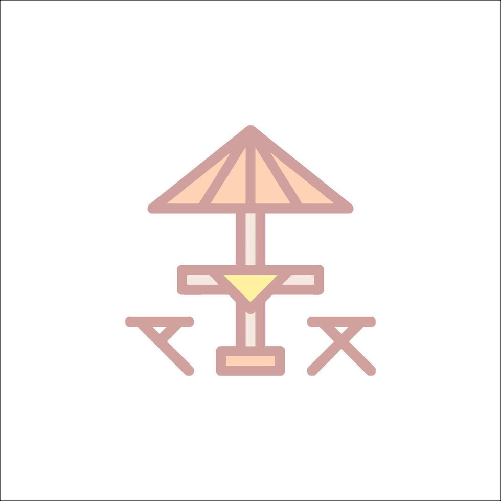 A beach umbrella and a table with chairs vector