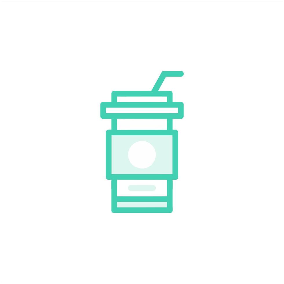 A drink icon with a straw and a cup vector
