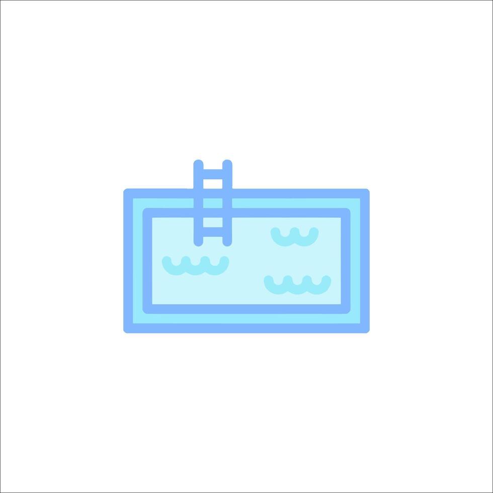 A blue icon of a swimming pool vector