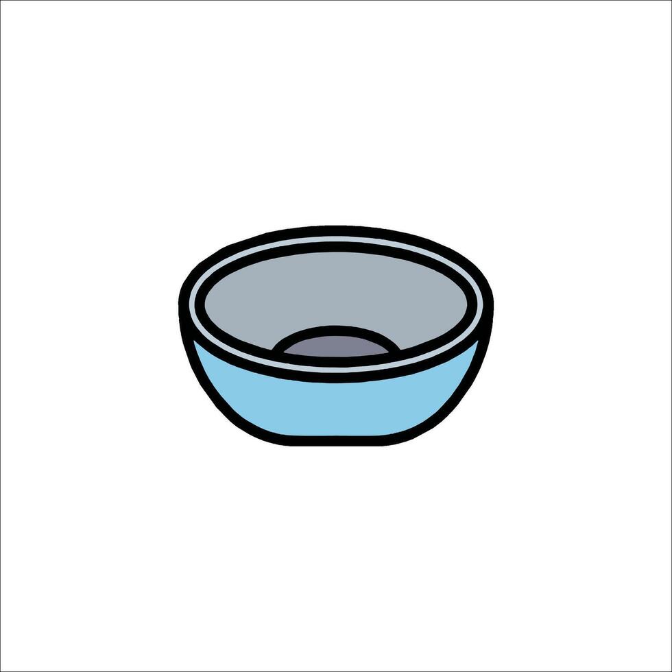 A bowl with a black object inside it vector
