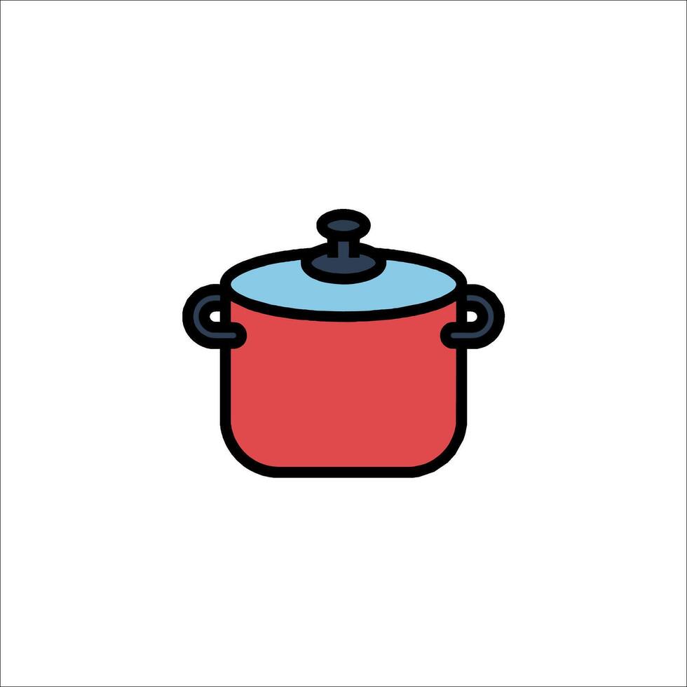 A red pot with a lid on it vector