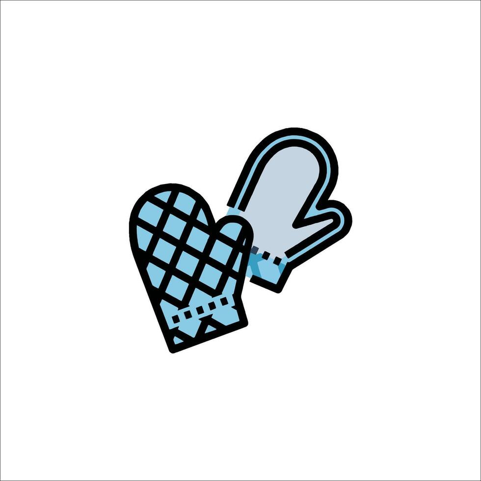 A pair of mittens with a blue and white design vector