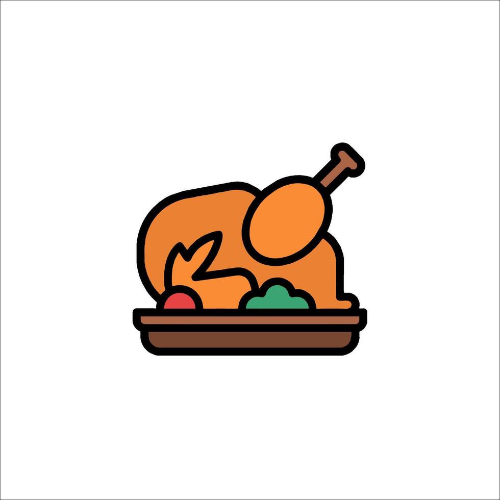 A turkey on a plate icon vector
