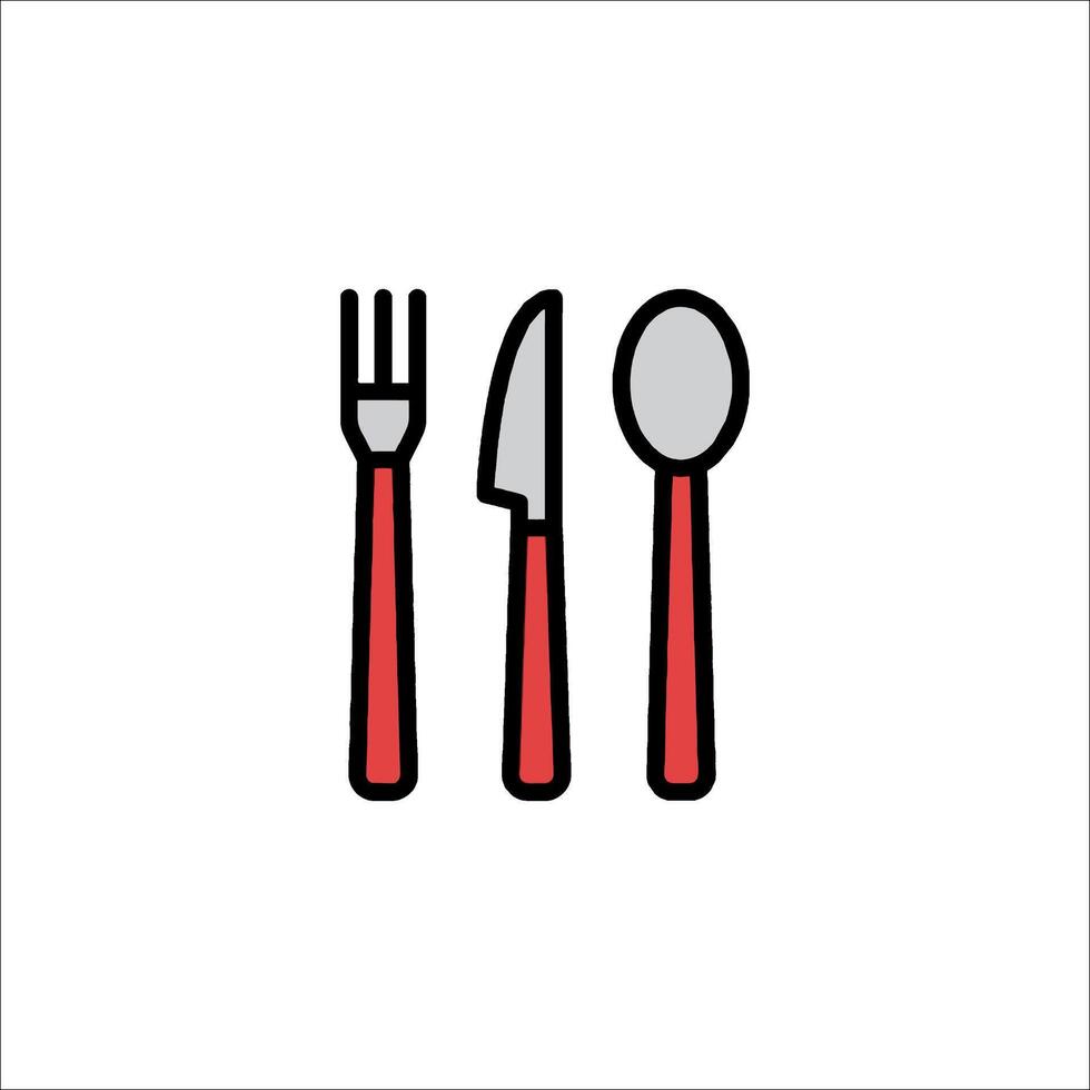 A fork, spoon and knife icon on a white background vector