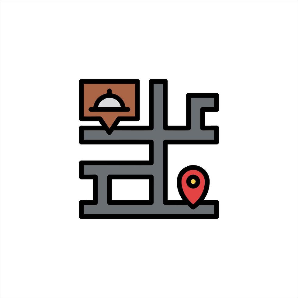 A restaurant icon with a map and a pin vector
