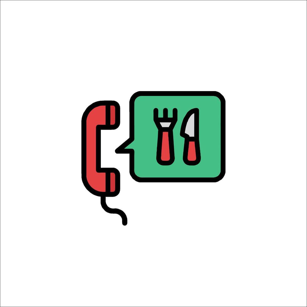 A phone with a fork and knife icon vector