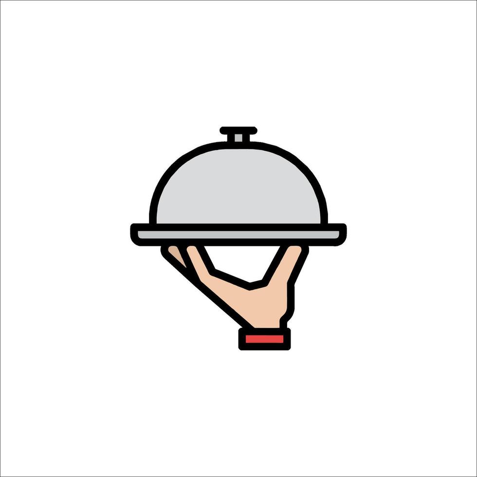 A hand holding a tray with a platter on it vector