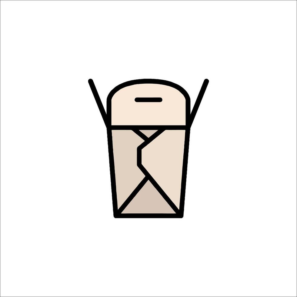 A line drawing of a paper box with chopsticks vector