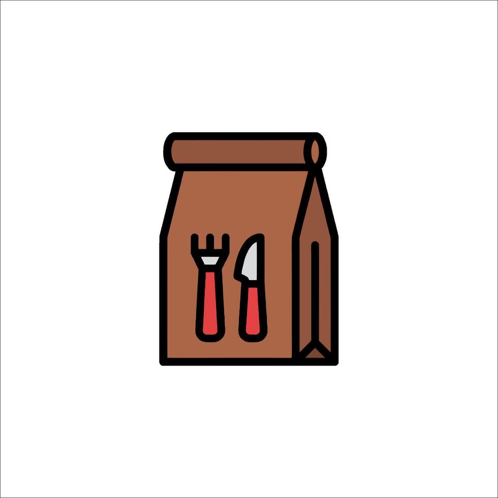 A bag with a knife and fork inside vector