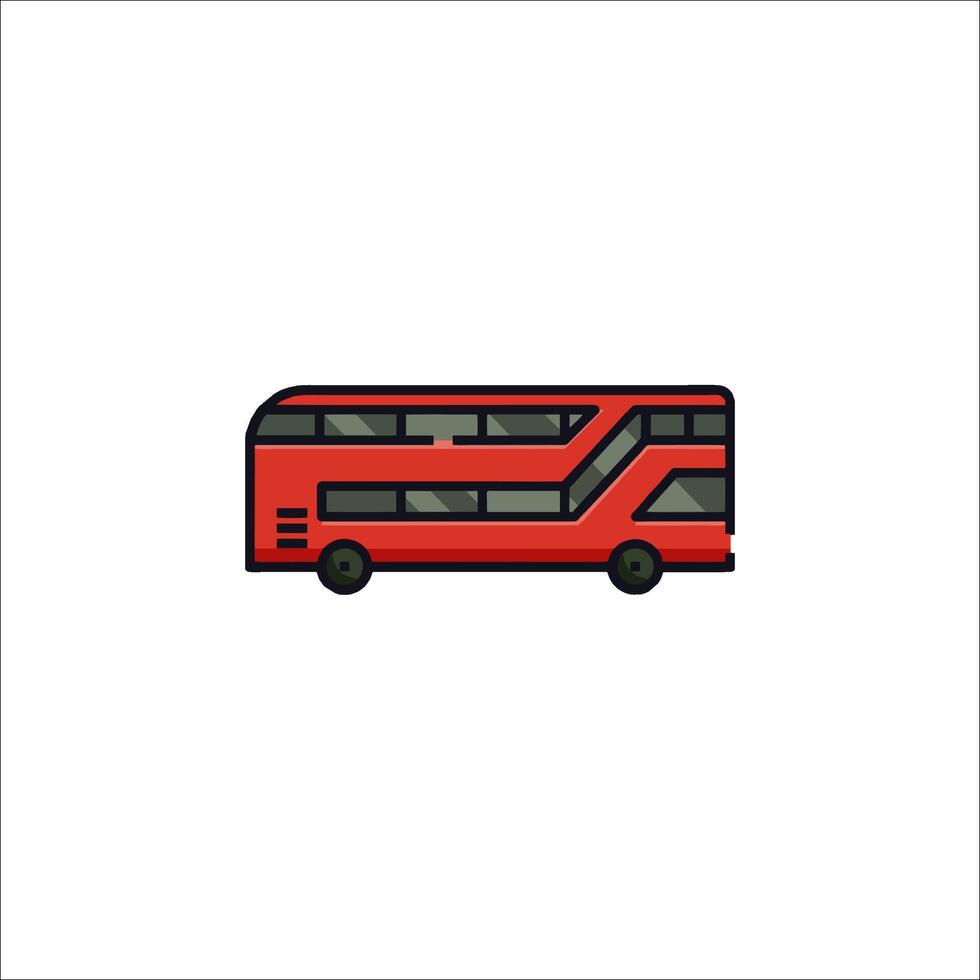 A red double decker bus on a white background vector