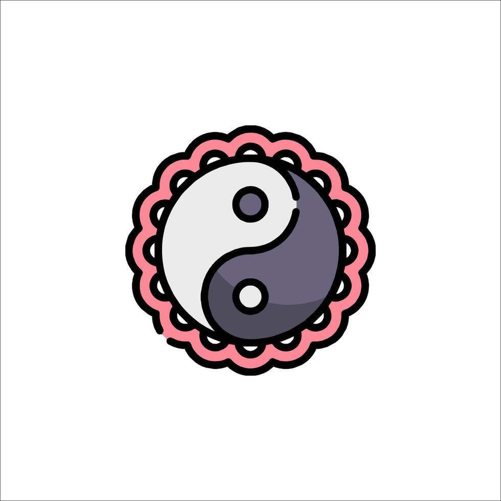 Yin yang symbol in a flowery pattern vector