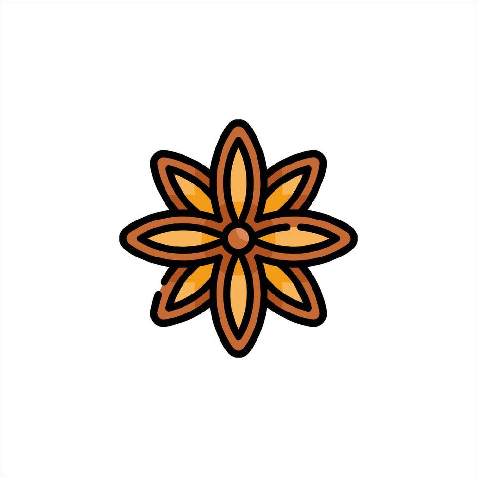 A flower icon in orange and brown colors vector