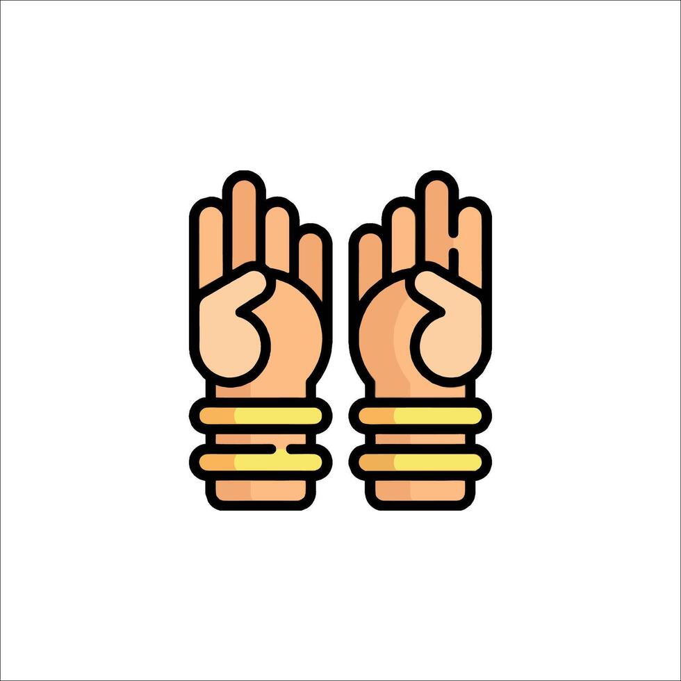 Two hands with gold bracelets on them vector