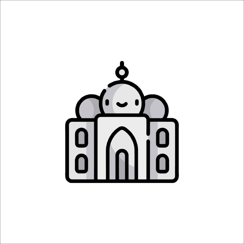 A mosque icon in black and white vector
