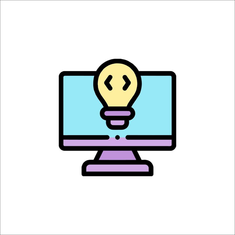 A computer screen with a light bulb on it vector