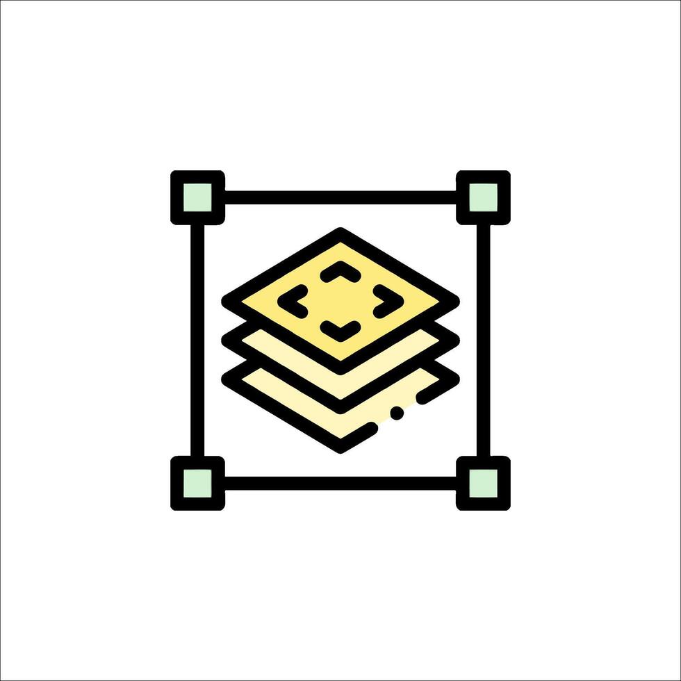 A square box with a square piece of bread in it vector