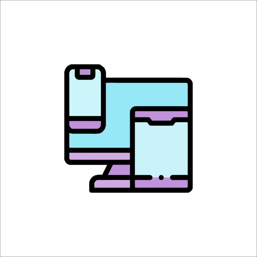 A computer and phone icon on a white background vector