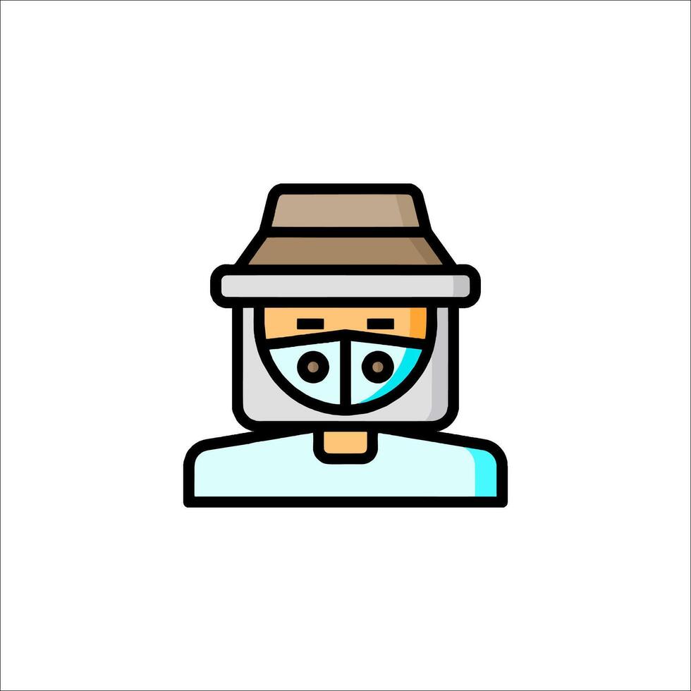 A man wearing a mask and hat vector