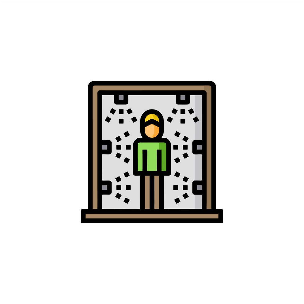 A man standing in a room with a door vector