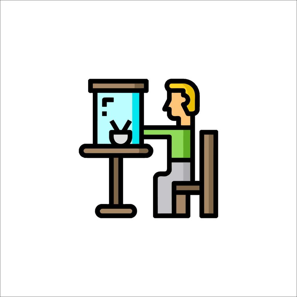 A man sitting at a desk with a computer vector