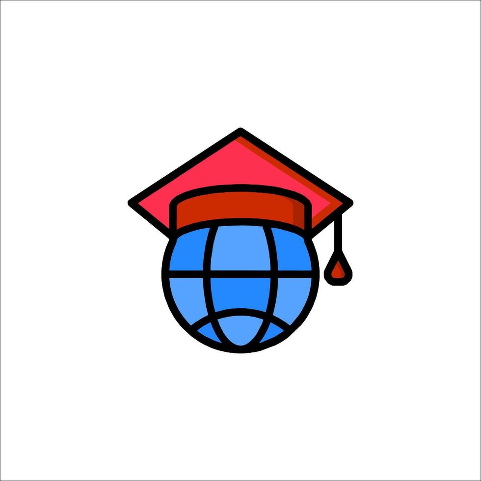 A globe with a graduation cap on it vector