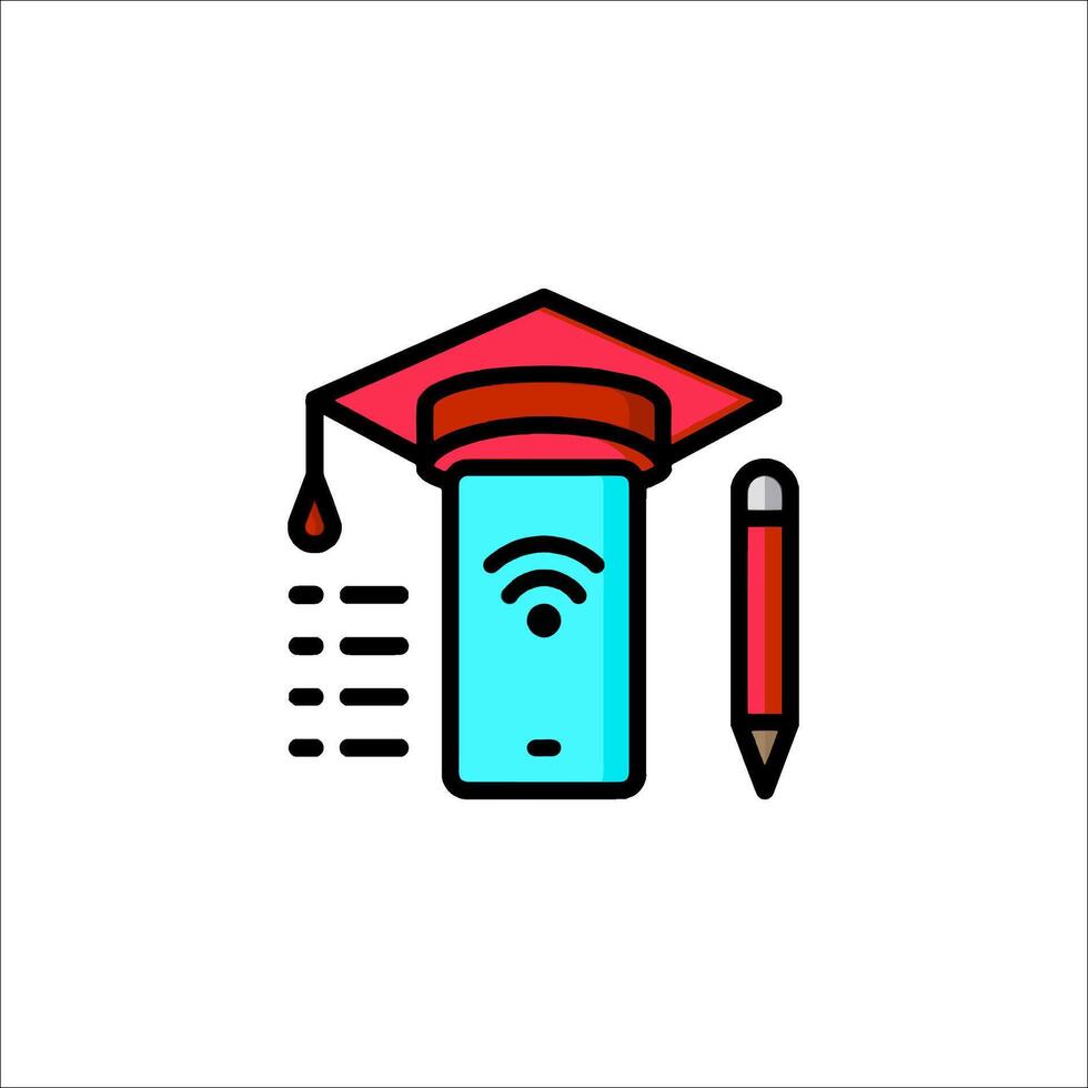 A graduation cap and pencil on a white background vector