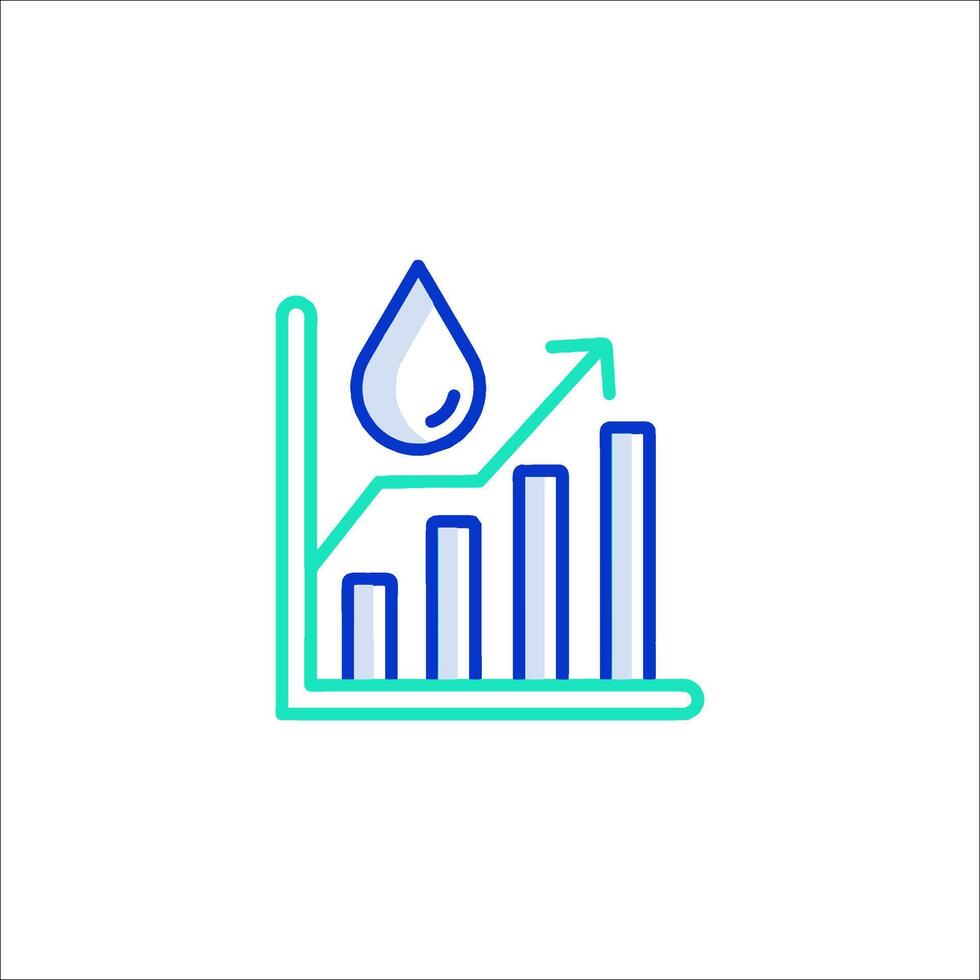A line icon of a graph with a drop and a bar vector