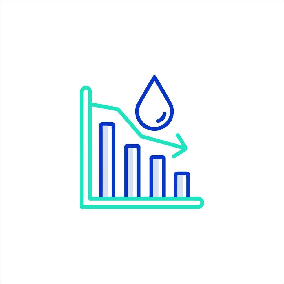 A line icon of a drop and a bar graph vector