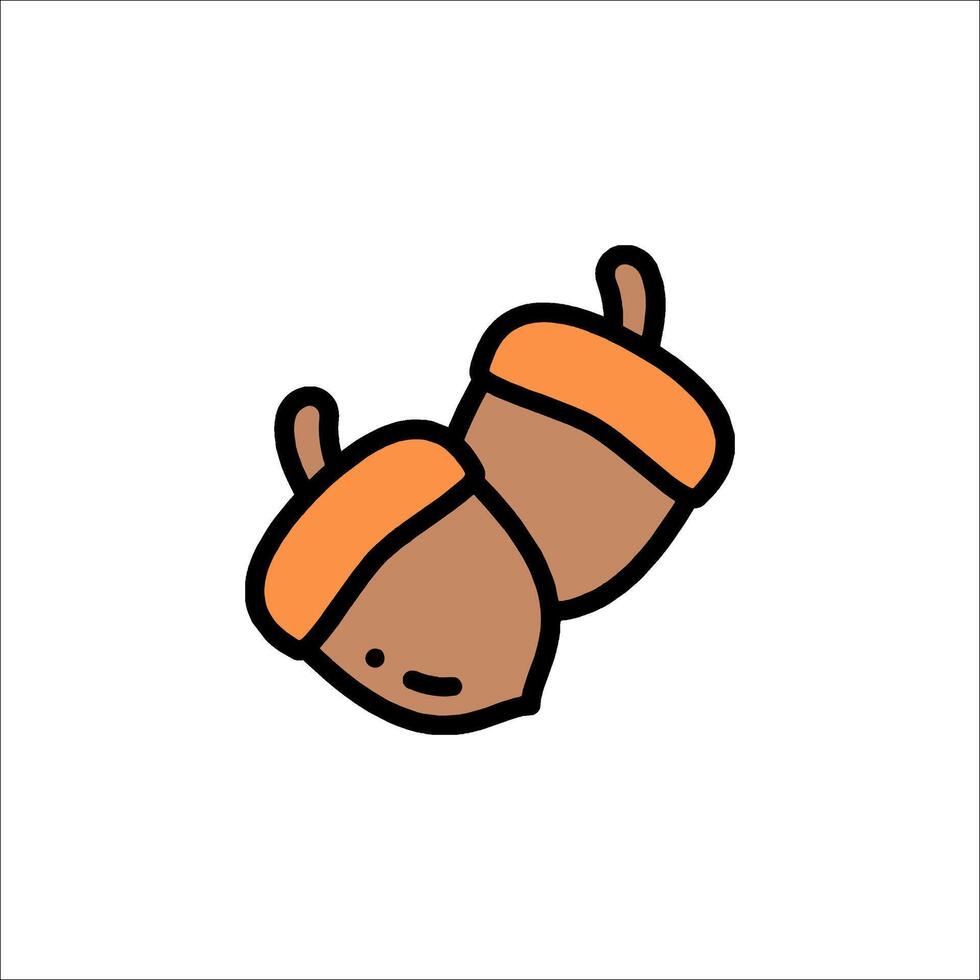 Two acorns are shown in a cartoon style vector