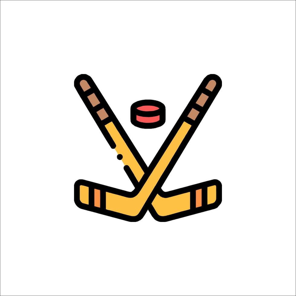 Hockey logo with crossed sticks and puck vector