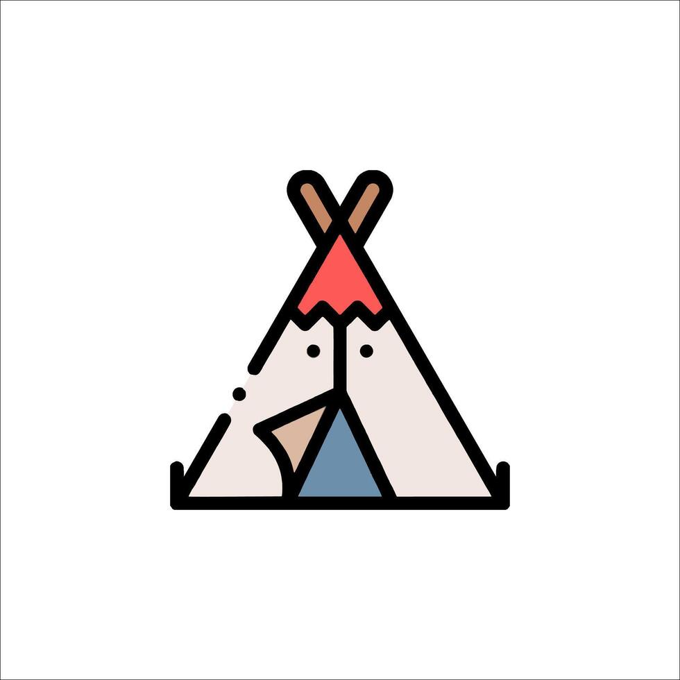A teepee icon with a red hat on top vector