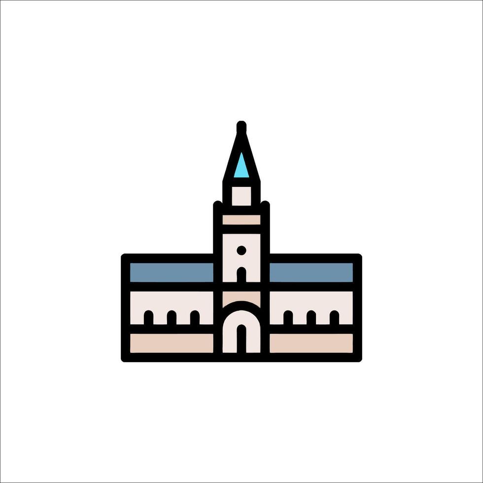A church building icon in a line style vector