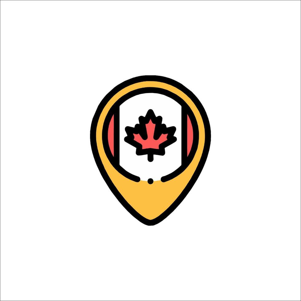 Map pin with canada flag and maple leaf icon vector