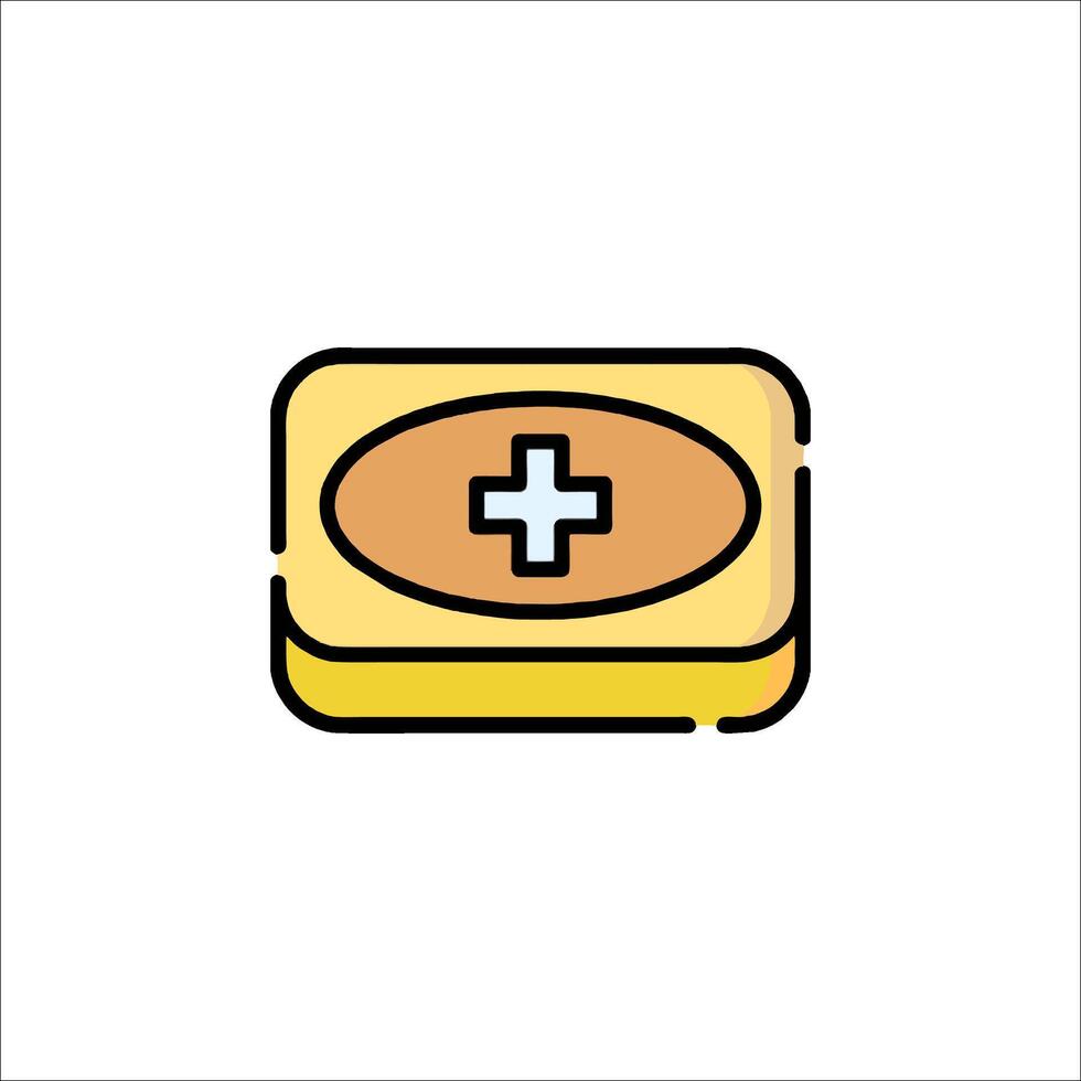 A yellow box with a cross on it vector