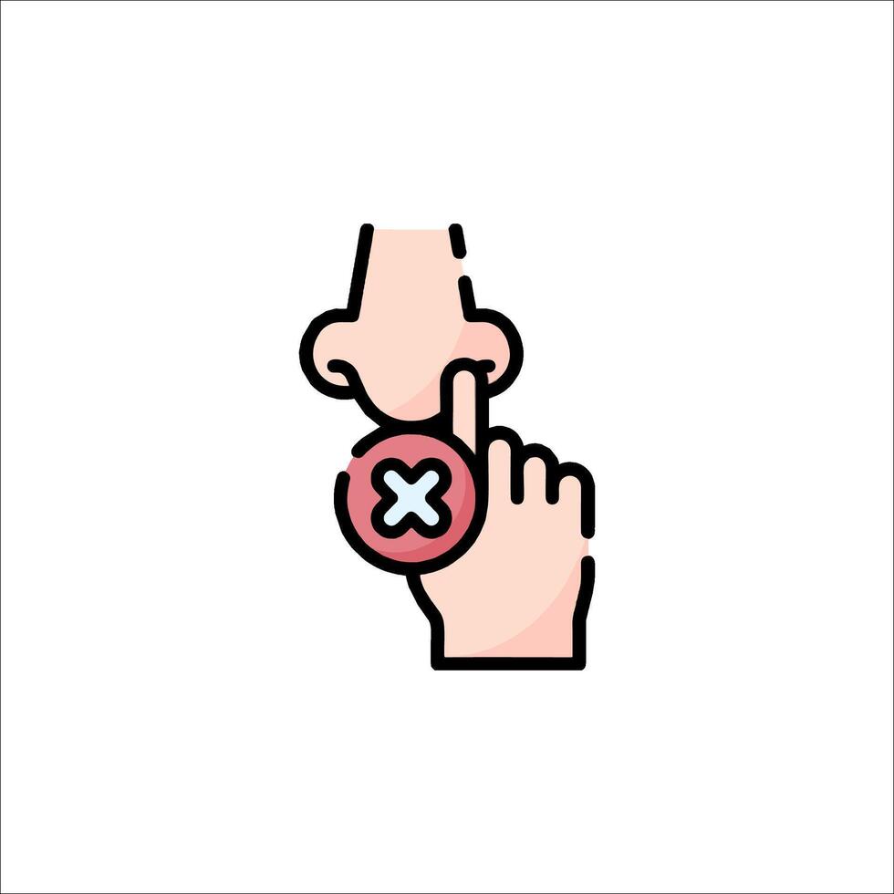 A hand holding a red button with a cross on it vector