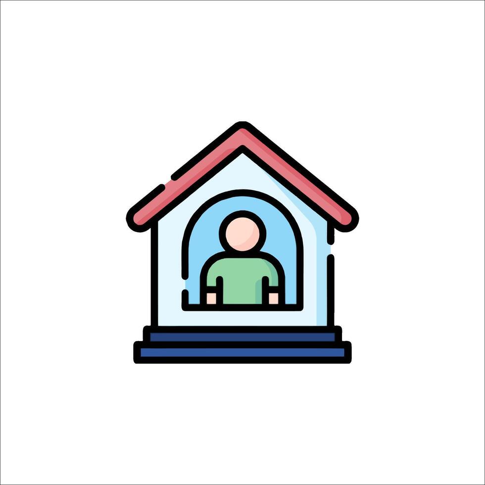 A man in a house icon vector