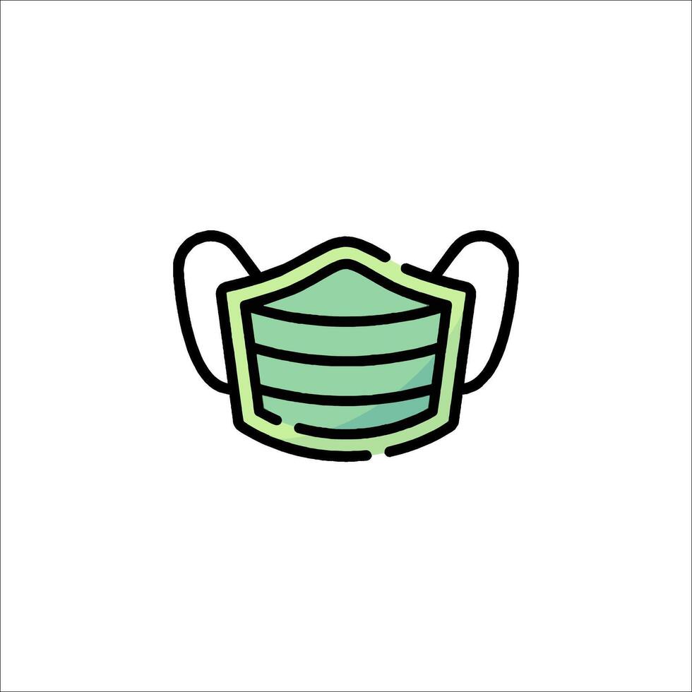 A green medical mask icon on a white background vector