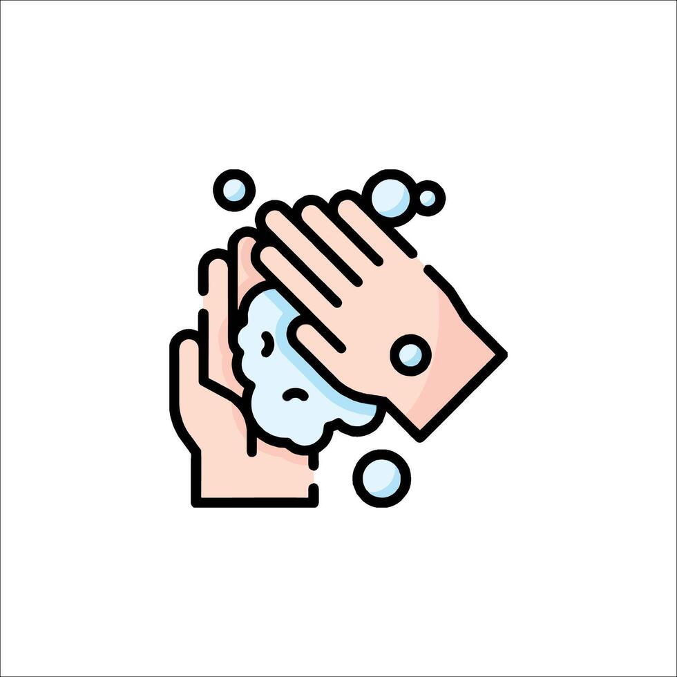 Wash hands icon with soap and water vector