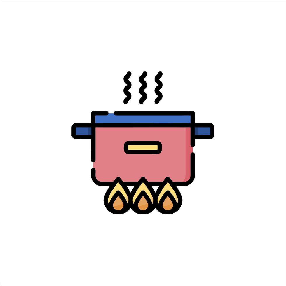 A cooking pot with a flame on top vector