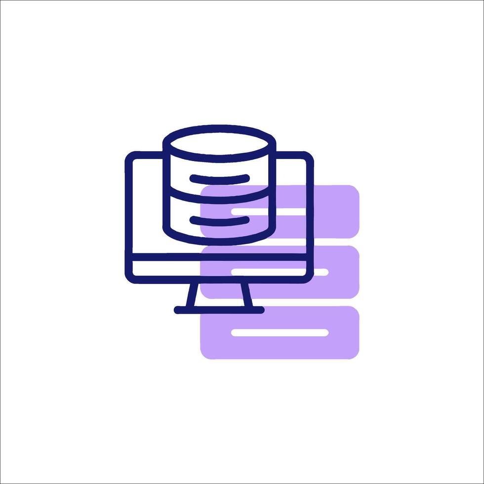 A computer with a stack of data on it vector