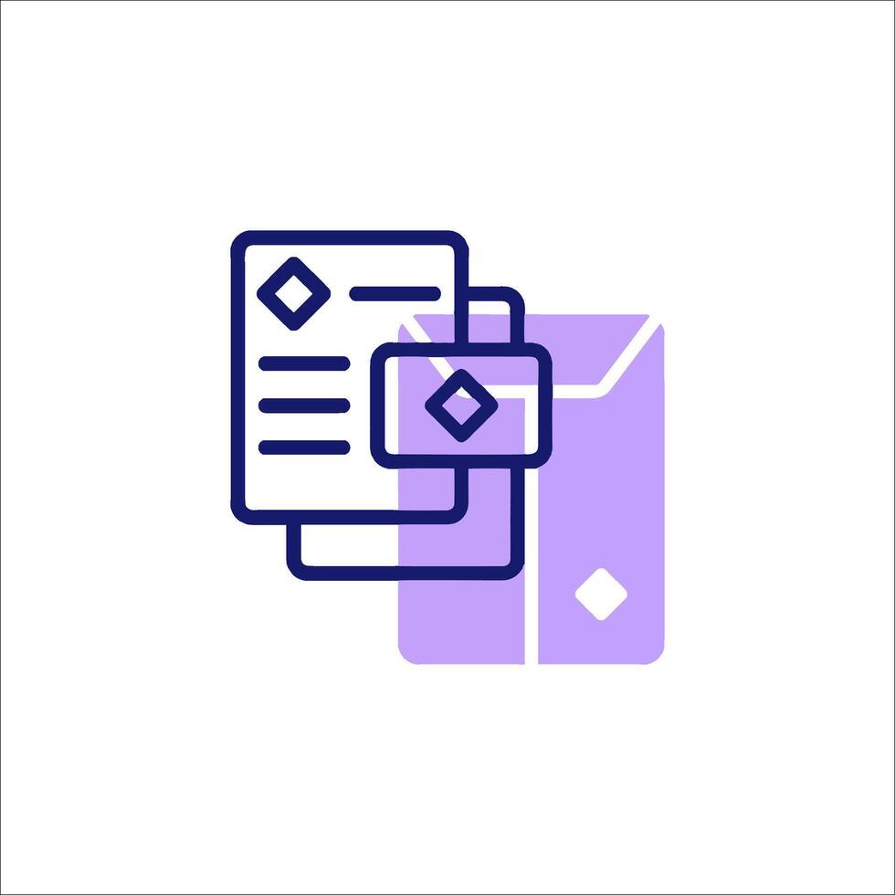 A purple and blue icon of a document vector