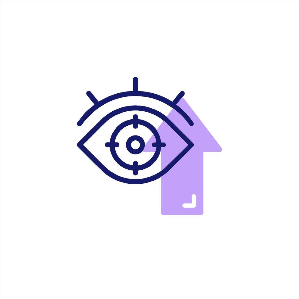 An eye icon with a target on it vector