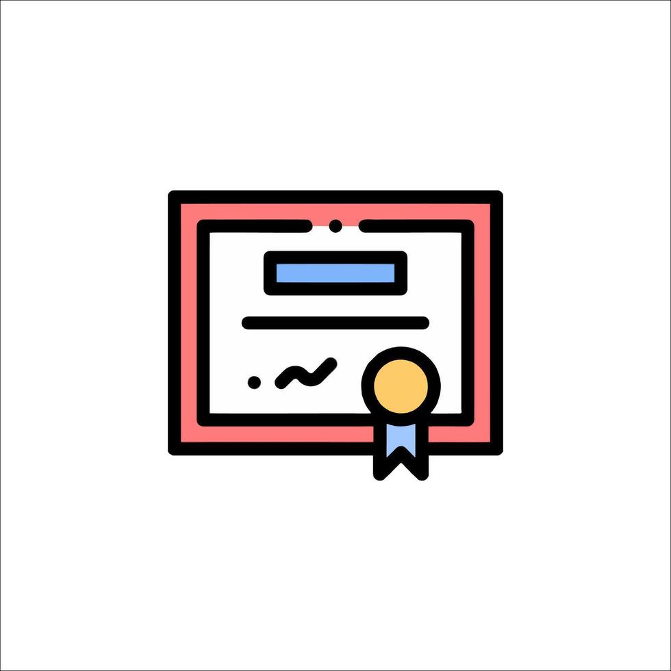 A certificate icon with a ribbon on it vector