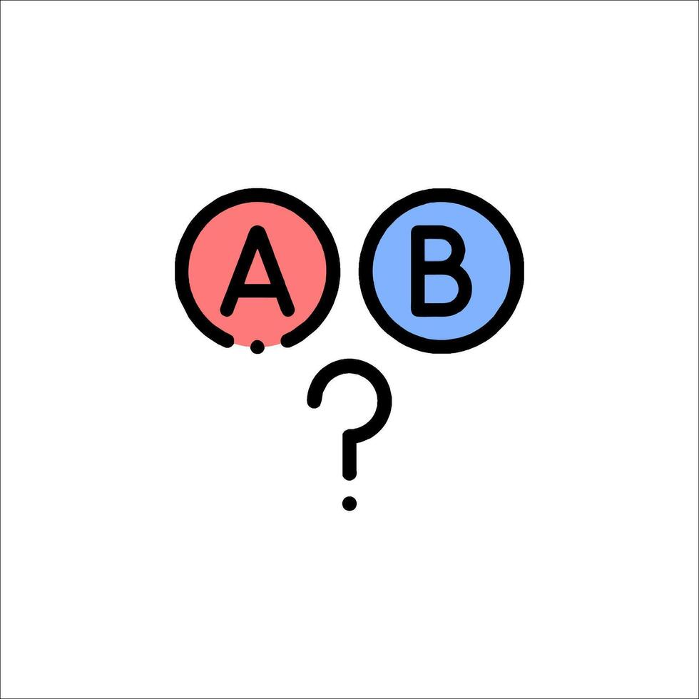 A question mark and two circles with the letters ab and b vector